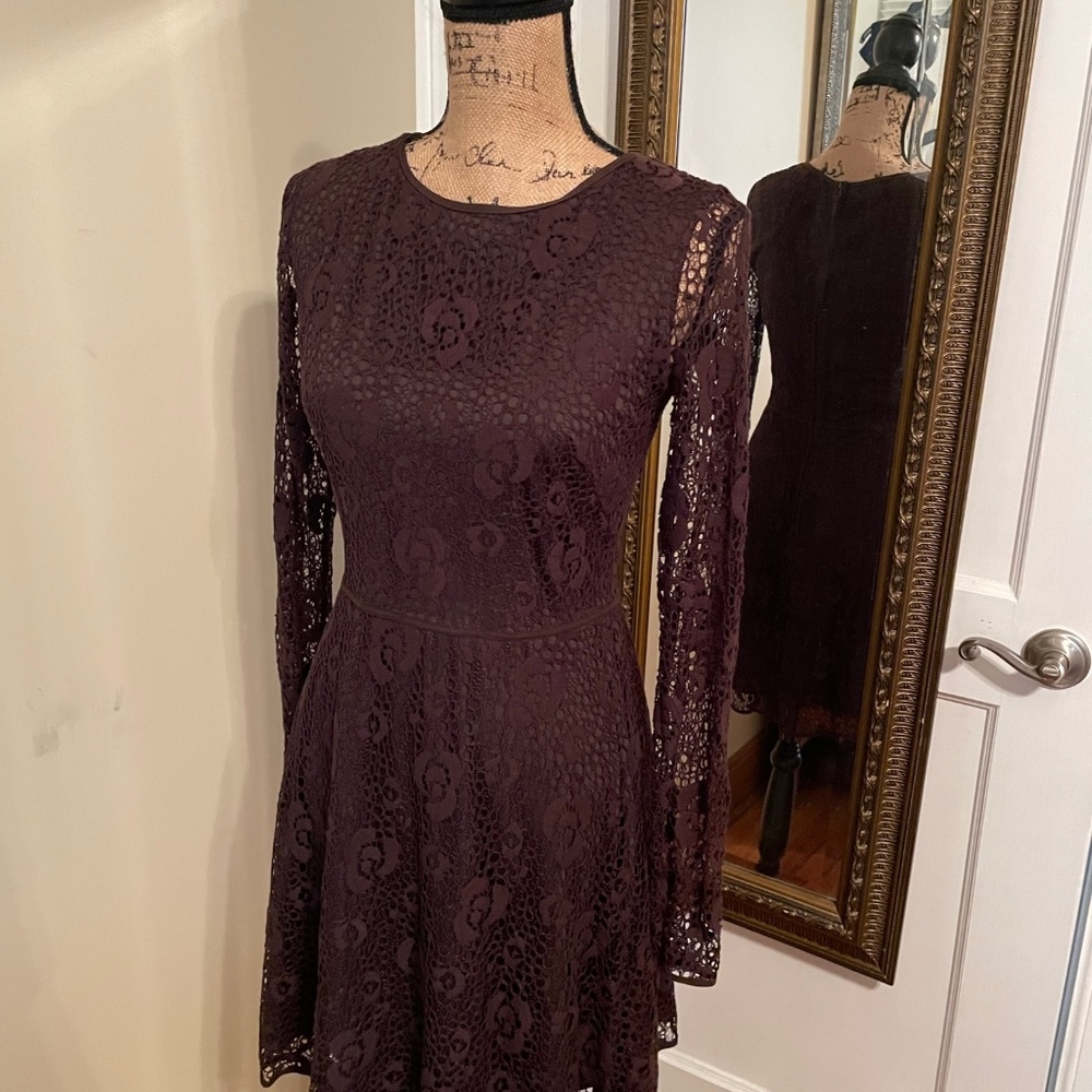 Brown lace, Max Studio, lined, size S dress